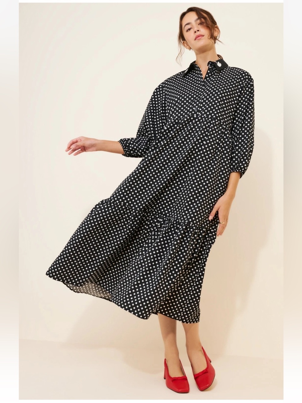 NWT Anthropologie size S The Bettina shirt dress in polka dot